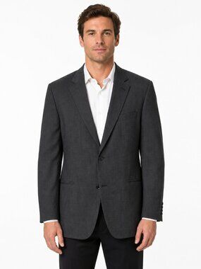 Vintage Valentino Uomo Italian Wool Blazer Jacket Dark Grey Charcoal